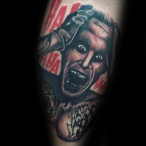 Insane Joker Mens Leg Tattoos