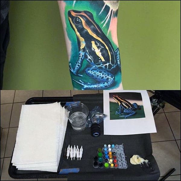 Insane Mens Colorful Realistic 3d Frog Arm Tattoo