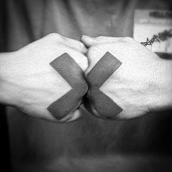 Interesting Cross Tattoo Mens Hands Tattoo