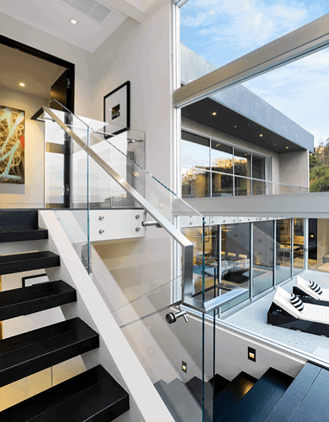 interior designs stair railing modern glass panels