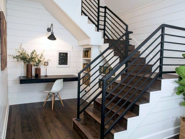 black railing in modern staircase