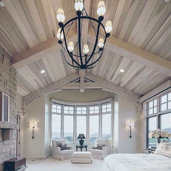 Interior Ideas For Wood Bedroom Vaulted Ceilings