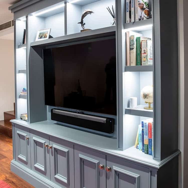 blue bookshelf tv cabinet 