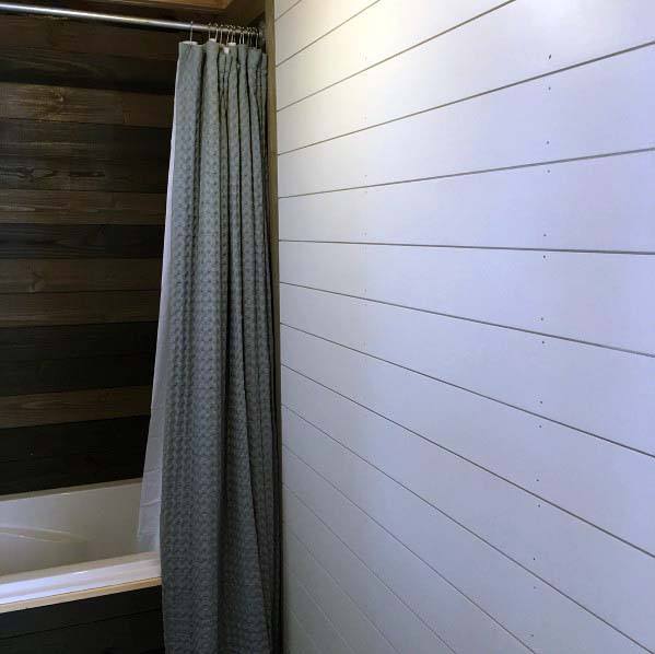 shiplap and wood interior in bathroom