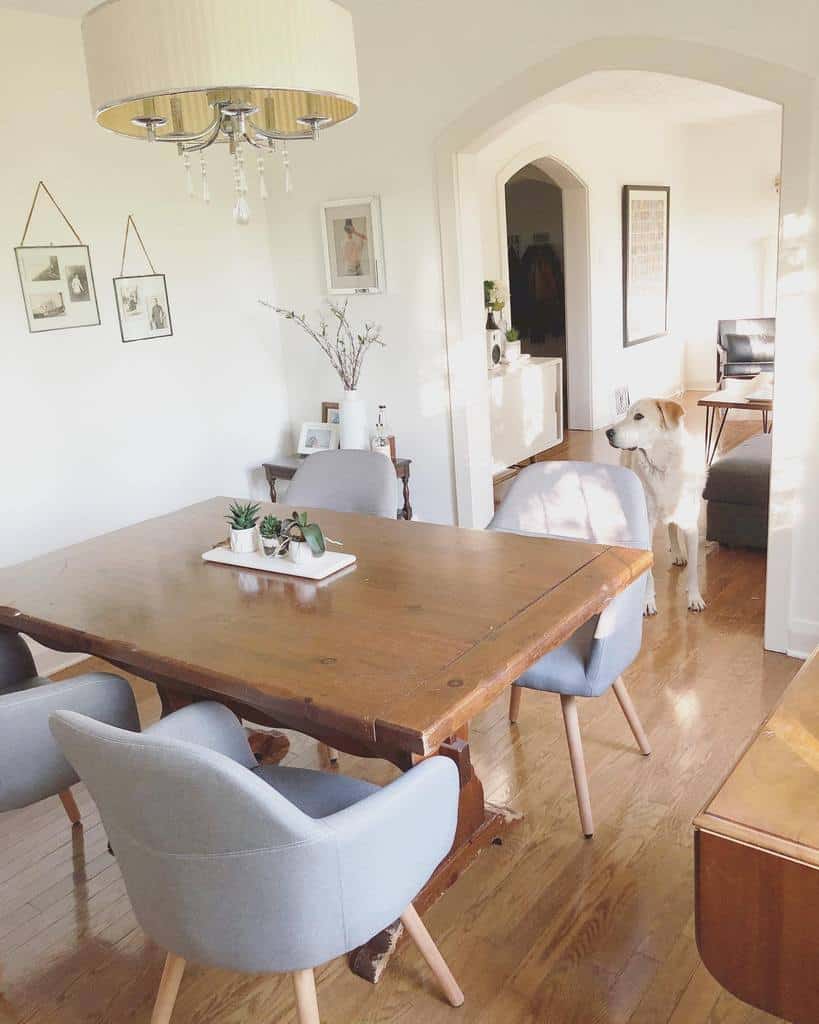 wood table in country dining room
