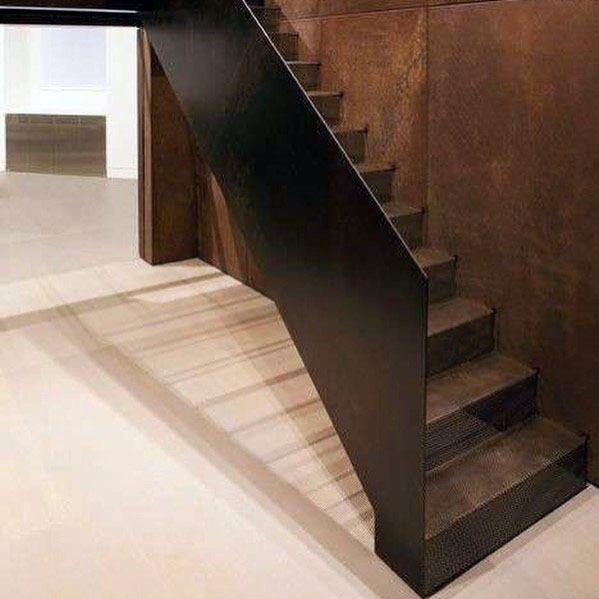 interior staircase railing design solid metal panel