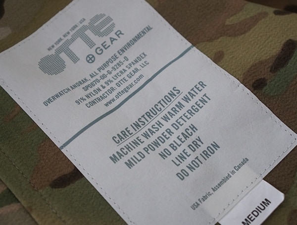 Interior Tag Care Instructions Mens Otte Gear Overwatch Anorak
