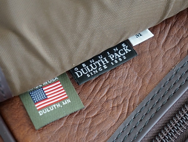 Interior Tag Mens Duluth Pack Bison Leather Sportsman Duffel
