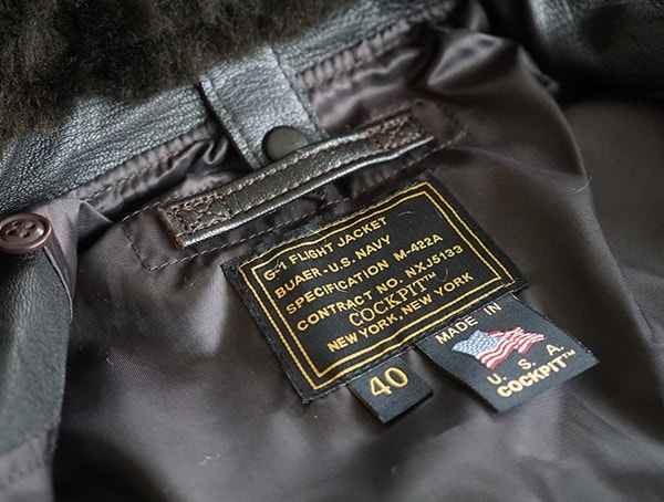 Interior Tags Cockpit Usa G 1 Flight Jacket For Men