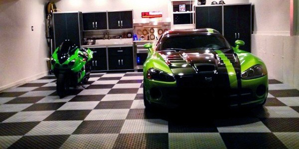 Interlocking Garage Floor Tiles Black And Grey Checkered Design