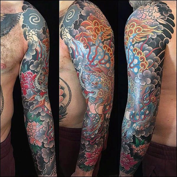 Intricate Japanese Sleeve Tattoo Male