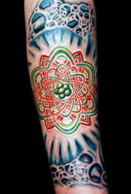 Intricate Atom Mens Forearm Tattoos