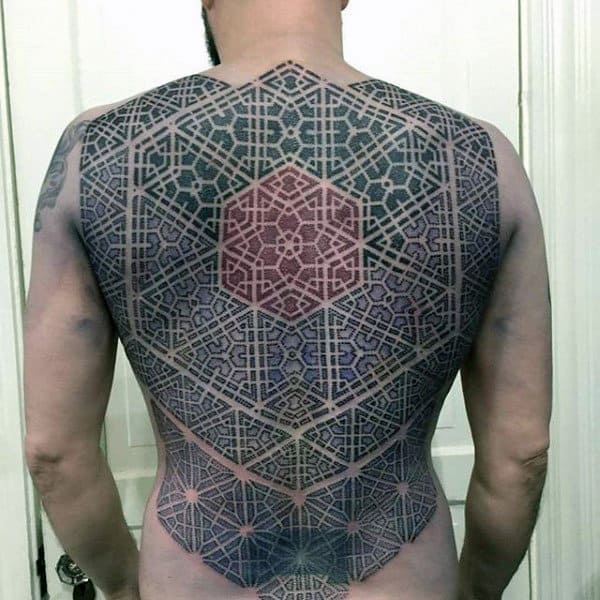 Intricate Pattern Tattoo Male Back