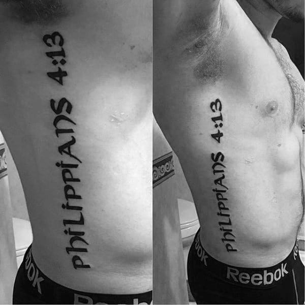Irish Font Philippians 4 13 Mens Rib Cage Side Tattoos