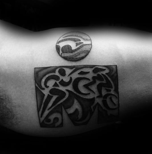Ironman Male Running Bicep Tattoos