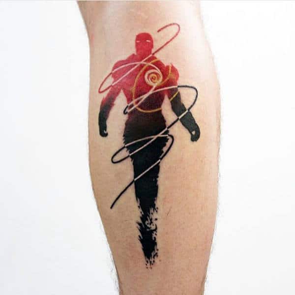 Ironman Unique Male Small Leg Calf Tattoos