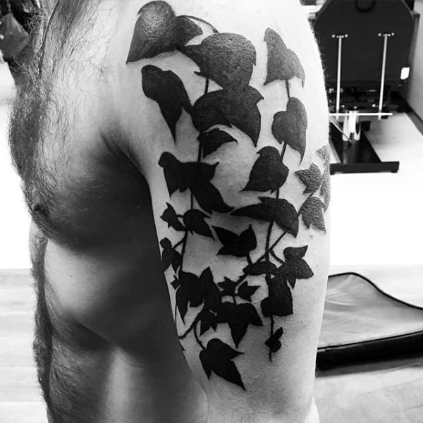 Ivy Leaf Tattoo For Men On Upper Arm
