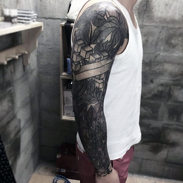Ivy Leaf Tattoos For Males Full Sleeve Design