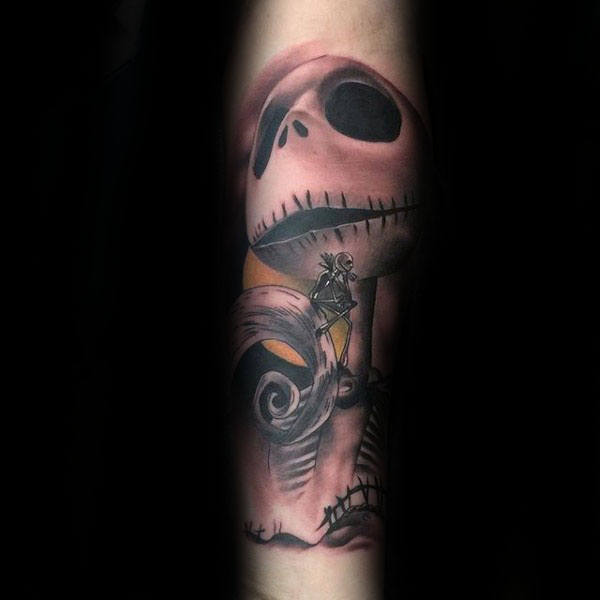 Jack Skellington From Night Before Christmas Tattoo On Males Forearms