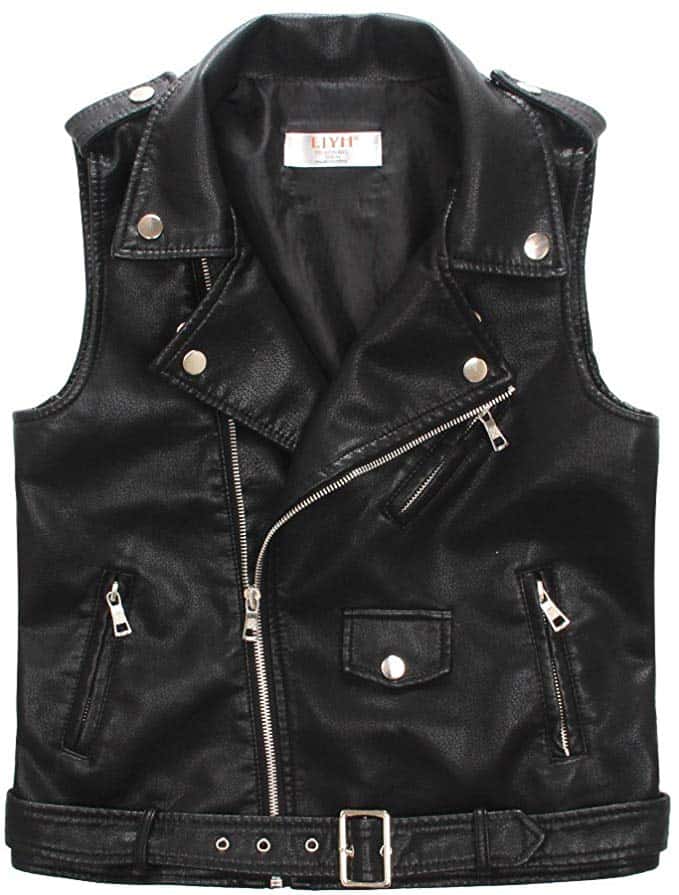 ljyh faux leather motorcycle dress casual boys joker vest black