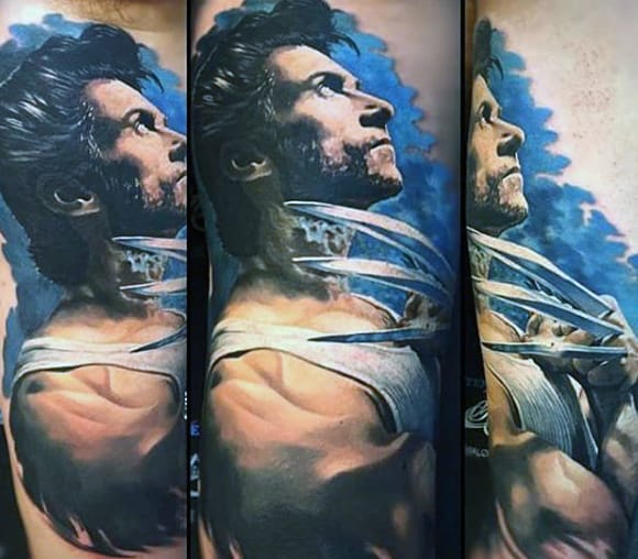 James Howlett Mens Wolverine Realistic Arm Tattoos