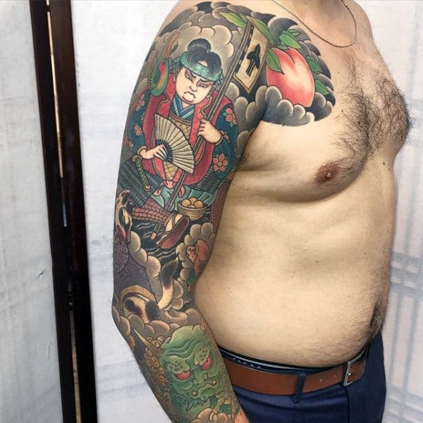 Japanese And Fan Sleeve Tattoo For Men