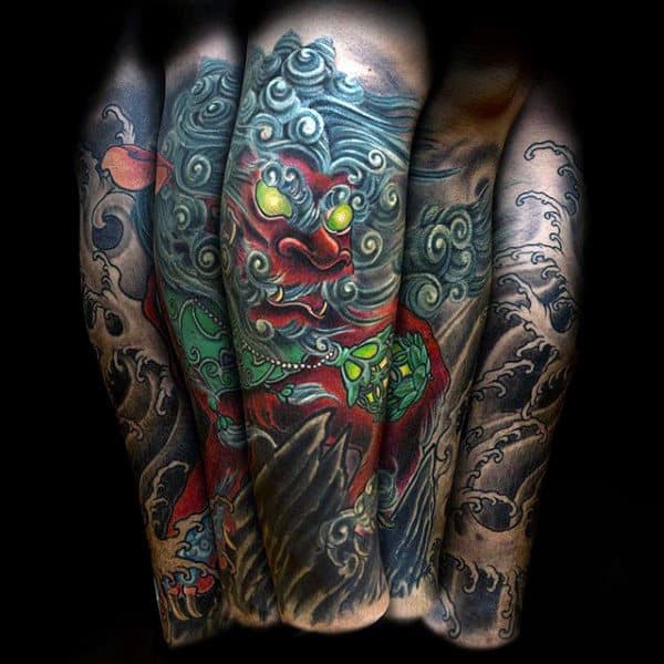 Japanese Awesome Demon Sleeve Tattoo For Guys