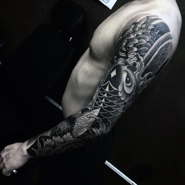 Japanese Blackwork Sleeve Tattoo For Guys