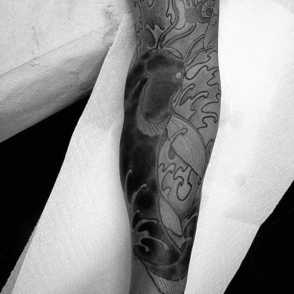 Japanese Catfish Sleeve Mens Leg Tattoos