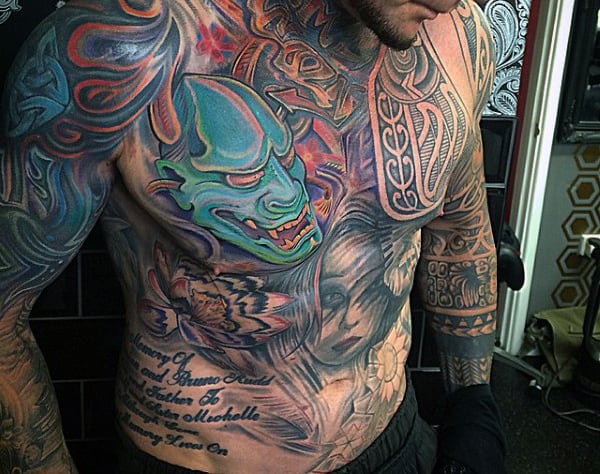 Japanese Demon Mask Tattoo For Men