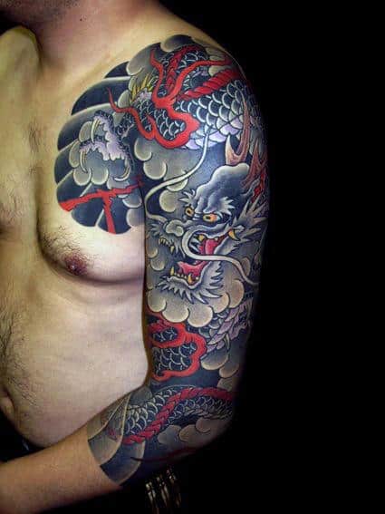 Japanese Dragon Mens Cloud Tattoo Sleeves