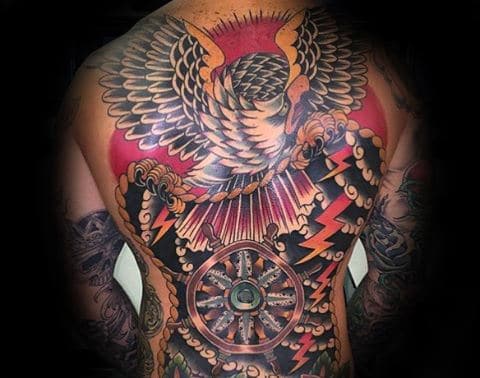 Japanese Guys Eagle Back Tattoo Ideas