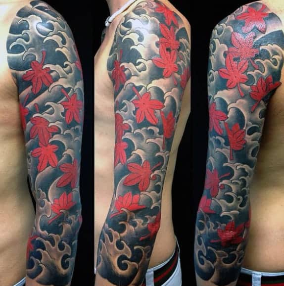 japanese-maple-leaf-mens-full-sleeve-tattoo-ideas
