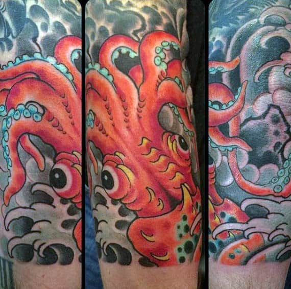 Japanese Mens Sleeve Squid Tattoos