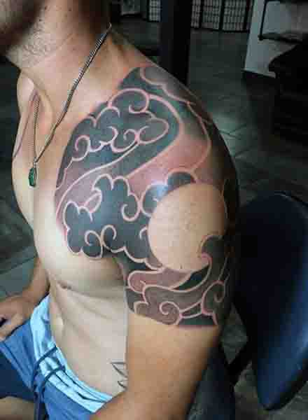 Japanese Moon Tattoos For Men On Shoulder