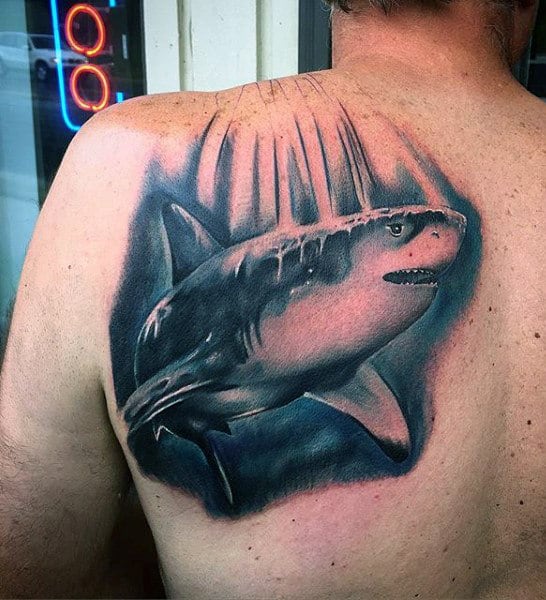 Japanese Shark Tattoo For Gentlemen On Back