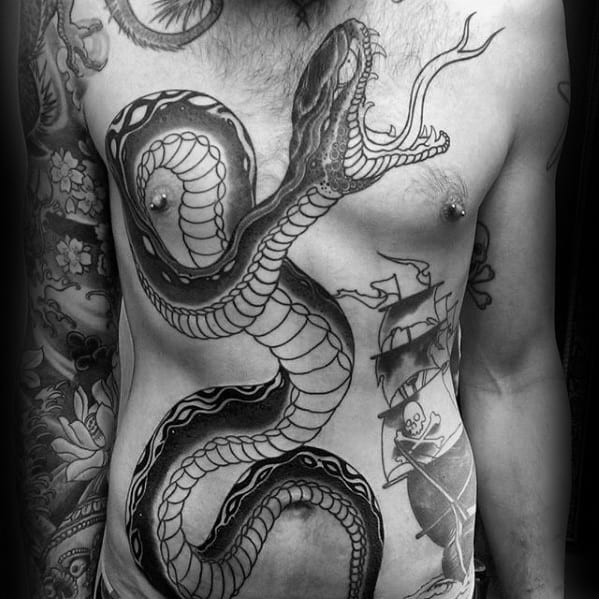 Japanese Snake Tattoos Men On Chest