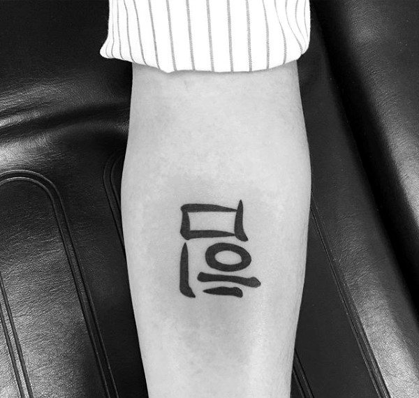 Japanese Symbol Strength Mens Forearm Tattoo