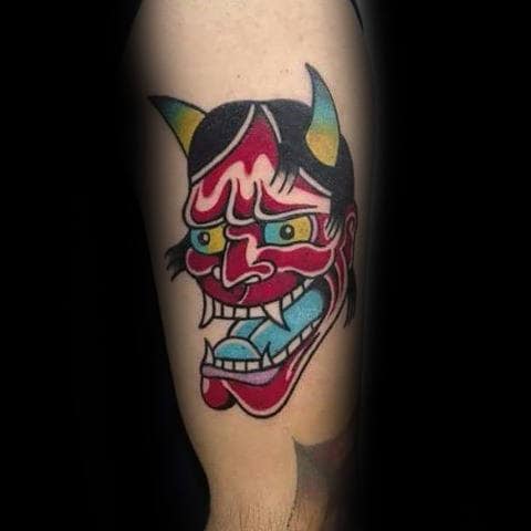 Japanese Traditional Devil Guys Old School Arm Tattoo Designs