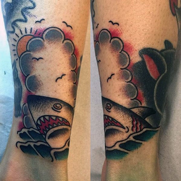Japanese Traditional Mens Shark Inner Forearm Tattoos