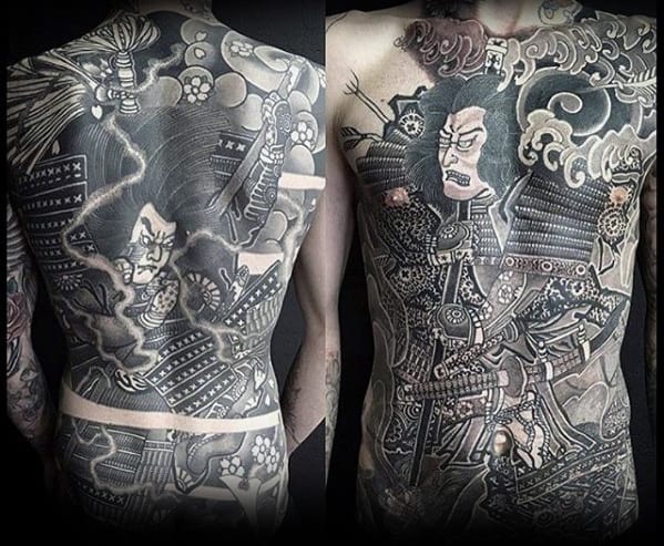 Japanese Warrior Guys Chest Tattoos