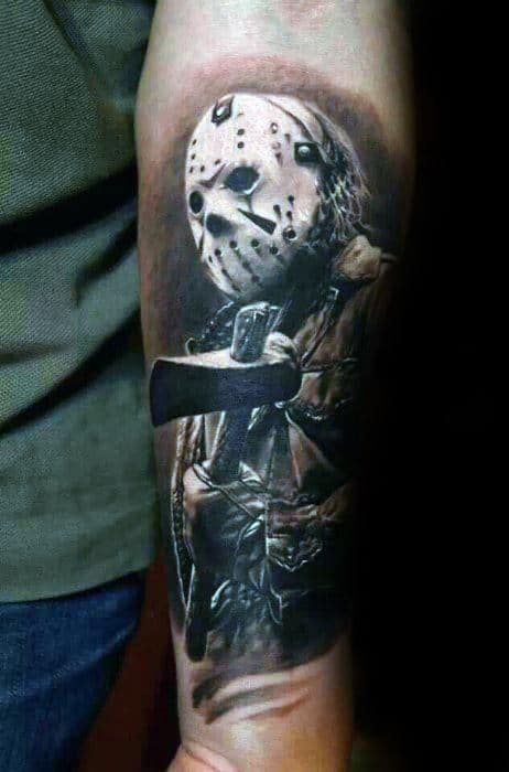 Jason Mask Tattoo 3d Forearm Design Ideas For Males