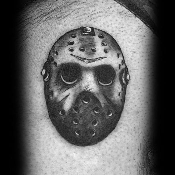 Jason Mask Tattoo Back Designs For Guys