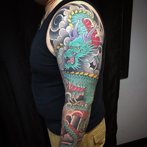 Jazzy Dragon Tattoo Male Ful Sleeves