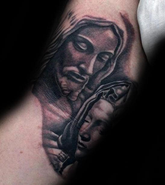 Jesus And Virgin Mary Mens Inner Arm Bicep Tattoos