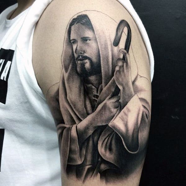 Jesus Shepherd Male Arm Tattoo Ideas