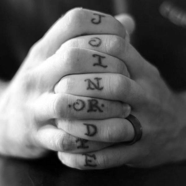 Join Or Die Mens Knuckle Tattoo Ideas