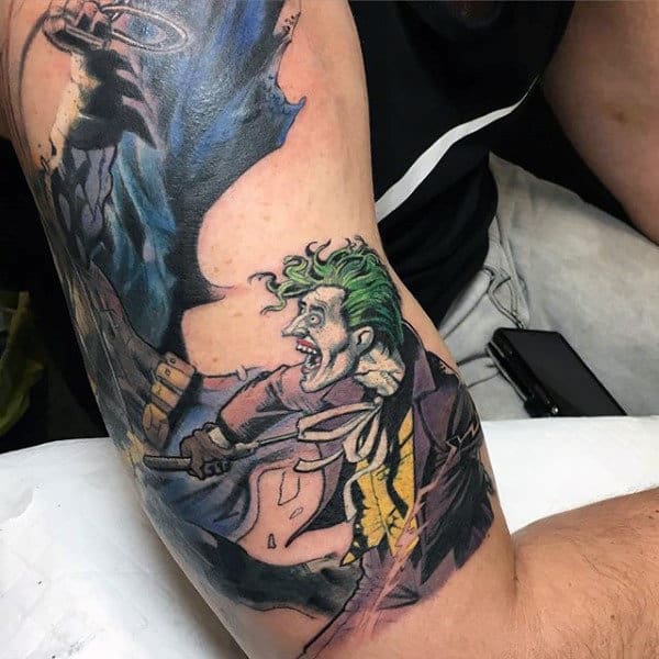 Joker Verses Batman Mens Bicep Tattoos