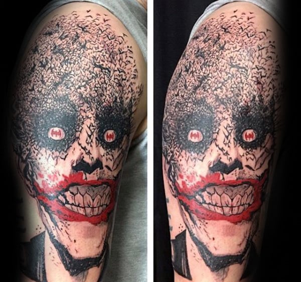 Joker With Bats Mens Arm Tattoo Deisgns