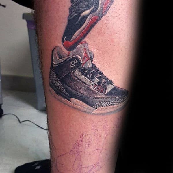 Jordan Shoes Guys Leg Tattoo Design Ideas